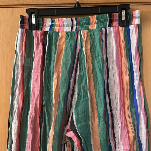 Lulus Striped Sheer Wide Leg Beachy Coastal Pants Pink Green Size Small - Picture 9 of 13